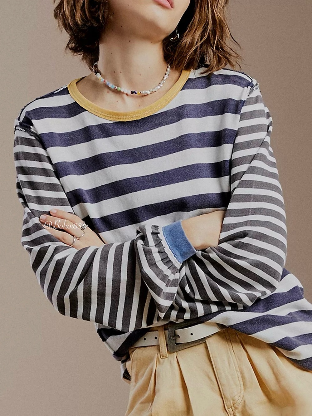 NWT Free People Sawyer Stripe Tee - Picture 13 of 13